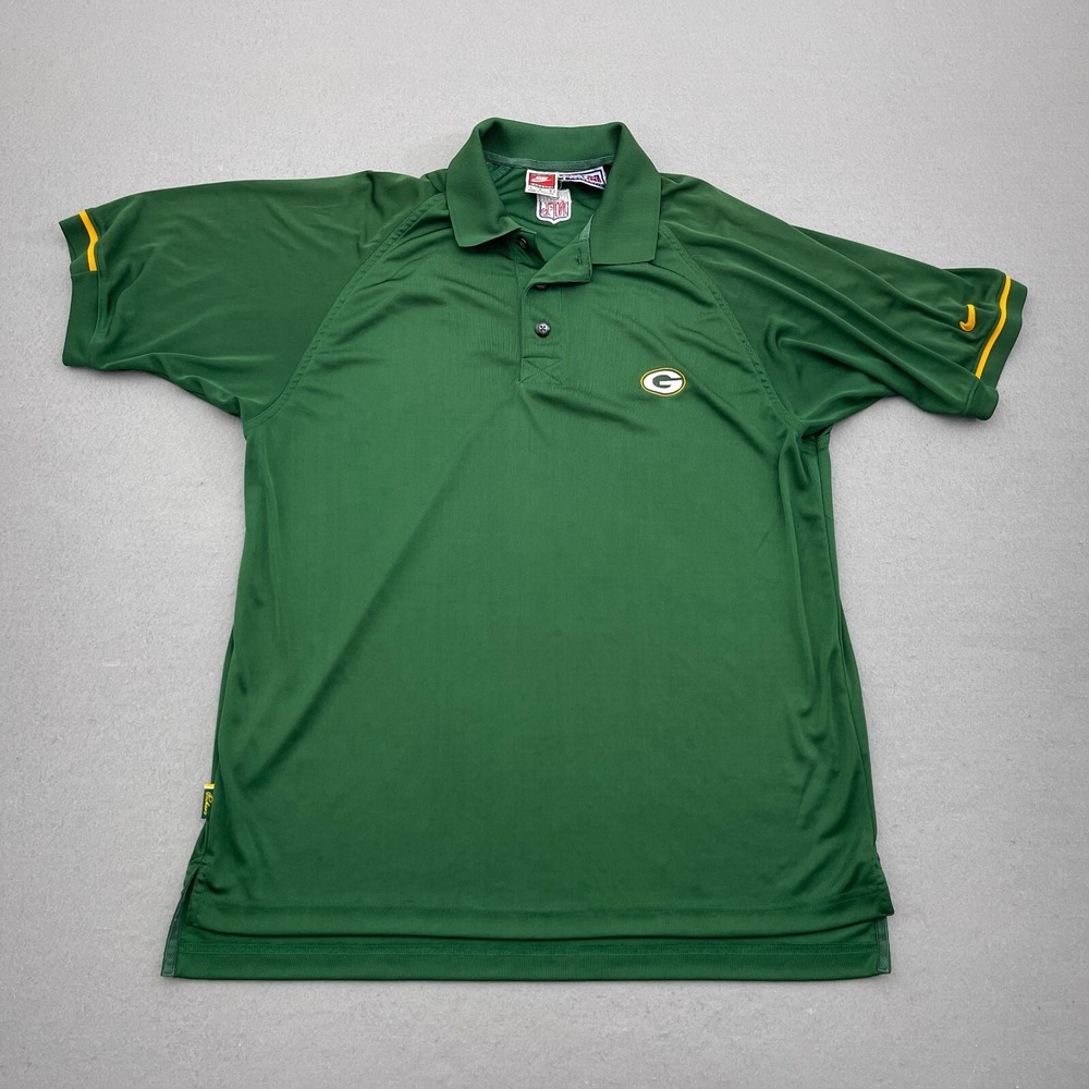 Green Bay Packers Nike Polo Shirt Men Large Pro Line 90s Green Vintage Pique 90s